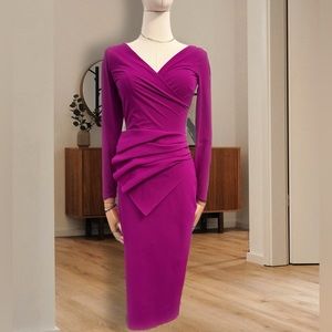 Chiara Boni La Petite Robe Kaya Pleated Detail Sheath Dress, size M.